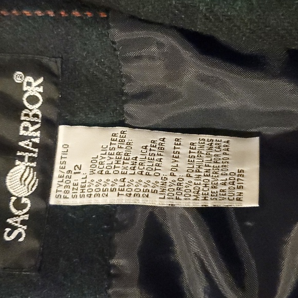 Vintage Blue Green Check Plaid Wool Blazer 12 #D30 - Picture 3 of 5